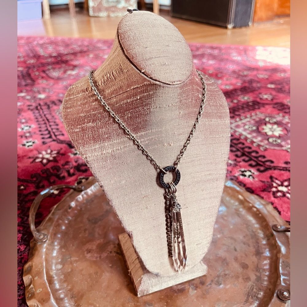 Crystal layered extra long necklace - Picture 2 of 5